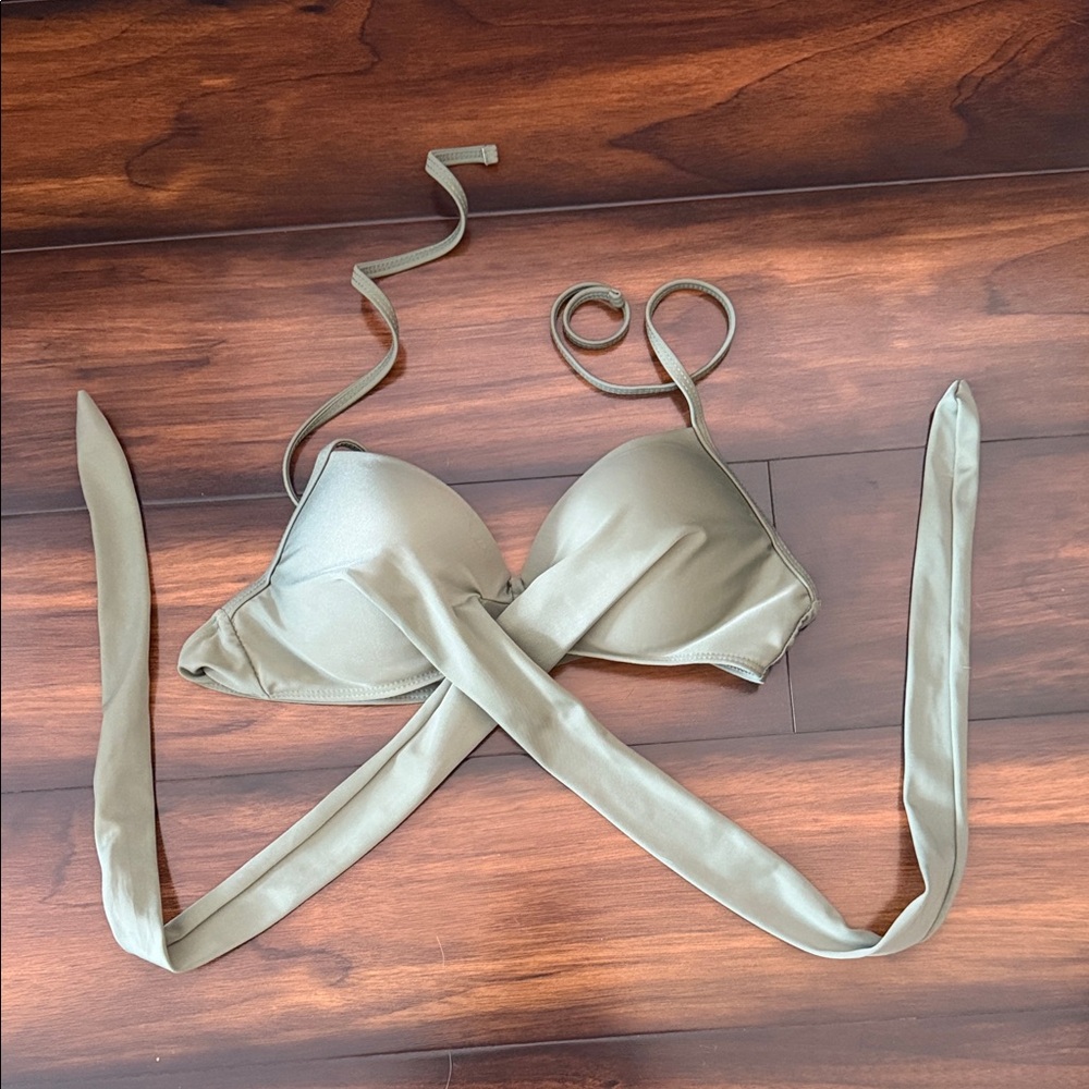 SHEIN Olive Push Up Halter Top